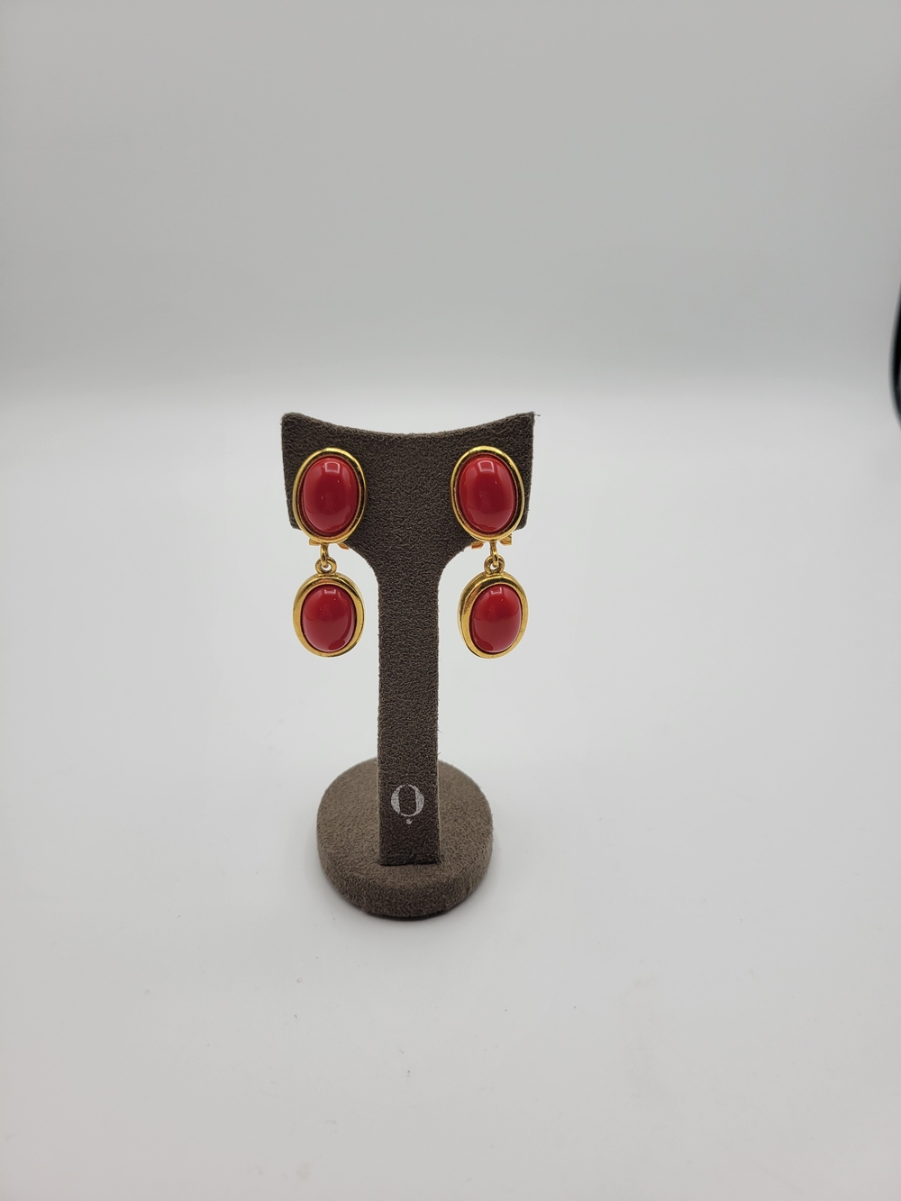 Modern LCI Gold-Tone Red Double Drop Earrings